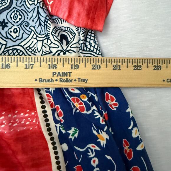 Noracora Boho Maxi Dress Mixed Print Floral Short Sleeve Pockets XL, NWT - Picture 5 of 6